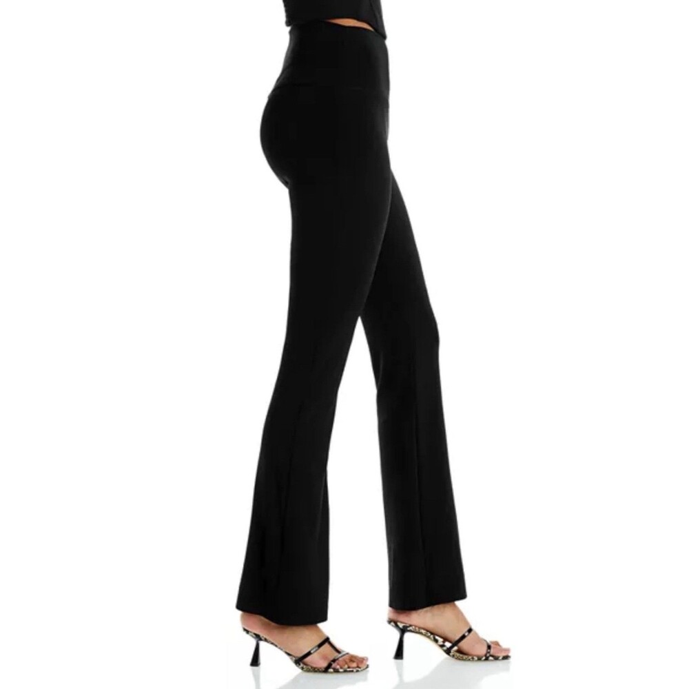 Norma Kamali Bootcut Knit Leg Pants in Black Size Medium M Fold Down Waistband